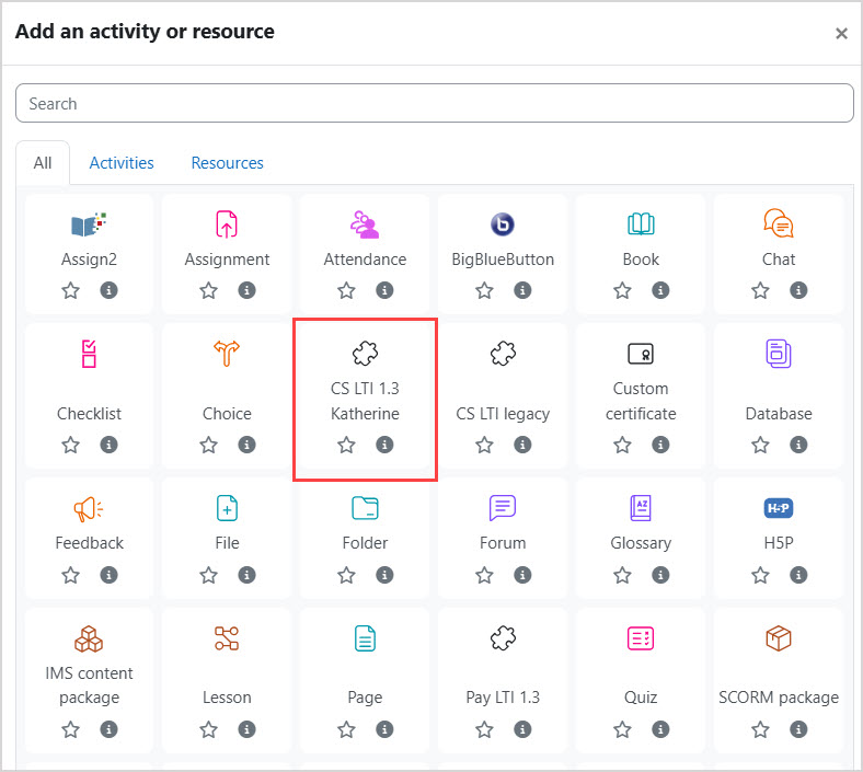 In Add an activity or resource, the Mobius LTI Tool is highlighted.